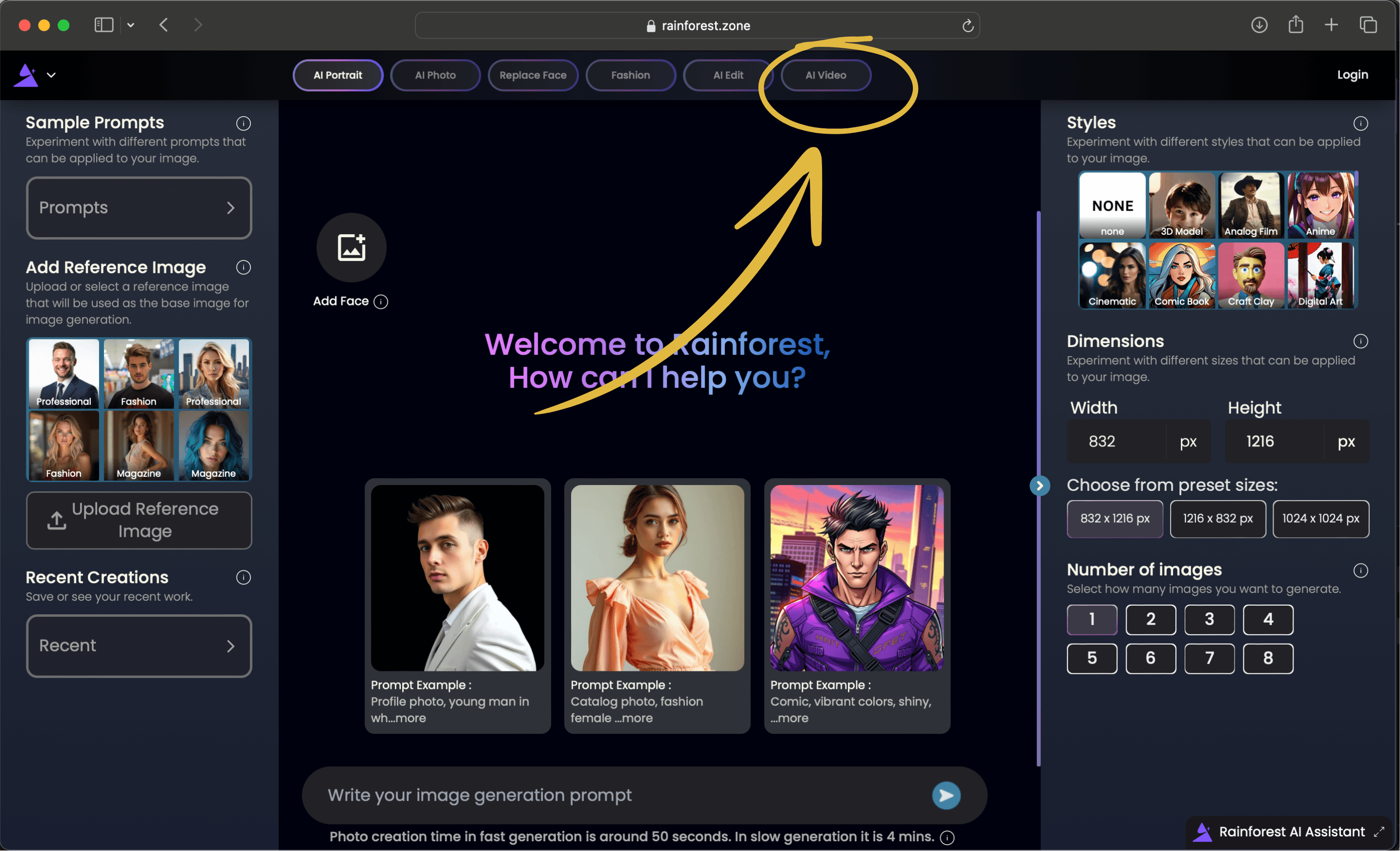 howToGenerateStep-Select AI Videos Tab.